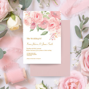 Invitación a la boda de color de agua ROSA