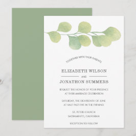 Invitación a la boda de color de agua rústica