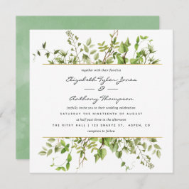 Invitación a la boda de color de agua verde
