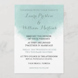 Invitación a la boda de color de agua verde de la 