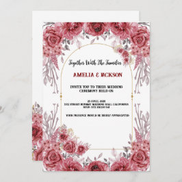invitación a la boda de color rojo y blanco