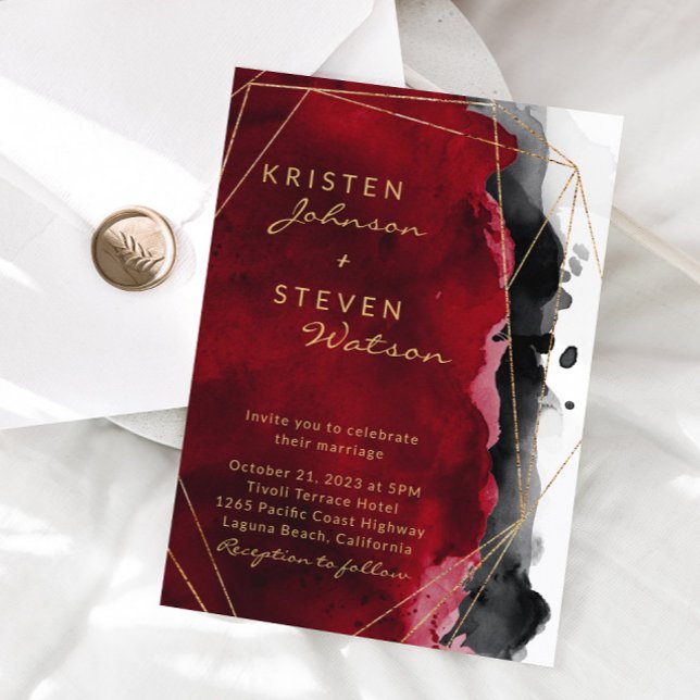 Invitación a la boda de color rojo y negro (Subido por el creador)
