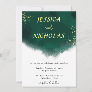 Invitación a la boda de color verde esmeralda