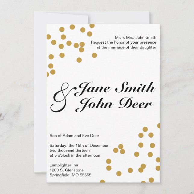Invitación a la boda de Confetti (Anverso)