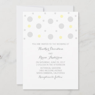 Invitación a la boda de Confetti amarillo gris