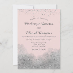 Invitación a la boda de Confetti de Plata Rosa