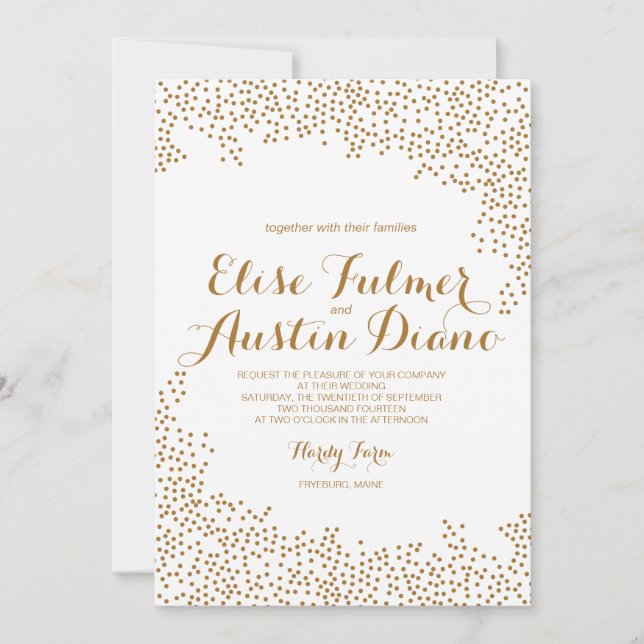 Invitación a la boda de Confetti Gold (Anverso)