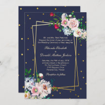 Invitación a la boda de Confetti y Flores de Oro