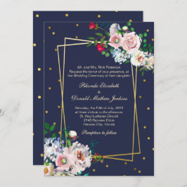 Invitación a la boda de Confetti y Flores de Oro