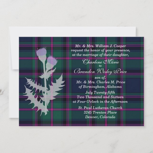 Invitación a la boda de Cooper Clan Tartan (Anverso)