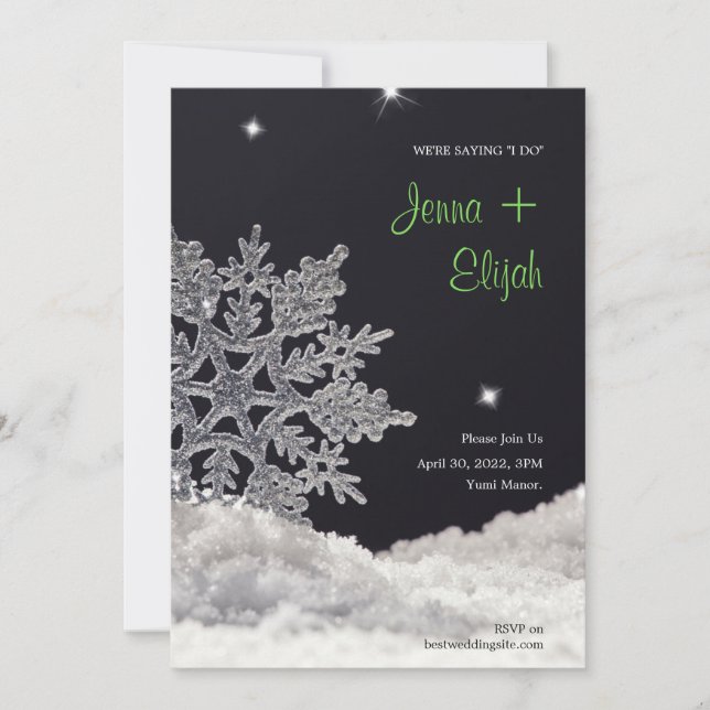 Invitación a la boda de copos de nieve (Anverso)