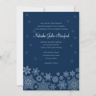 Invitación a la boda de copos de nieve 5 x 7 carta