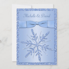 Invitación a la boda de copos de nieve azules de h