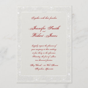 Invitación a la boda de copos de nieve de plata y