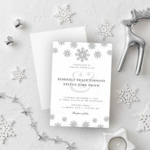 Invitación a la boda de copos de nieve en invierno