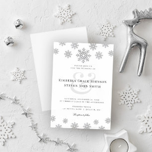 Invitación a la boda de copos de nieve en invierno