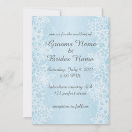 Invitación a la boda de copos de nieve en invierno