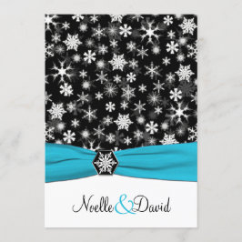 Invitación a la boda de copos de nieve en negro, b