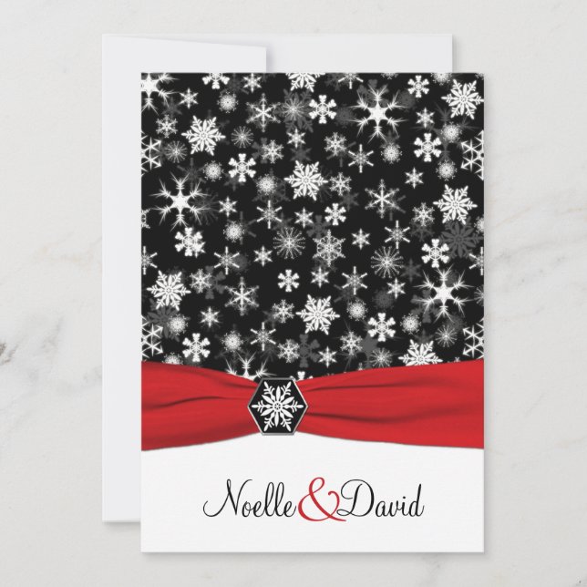 Invitación a la boda de copos de nieve negros, bla (Anverso)