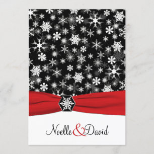 Invitación a la boda de copos de nieve negros, bla