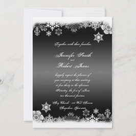 Invitación a la boda de copos de nieve negros y bl