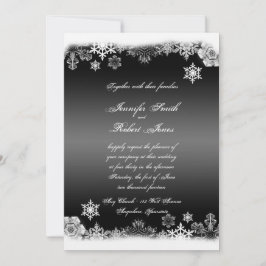 Invitación a la boda de copos de nieve negros y bl
