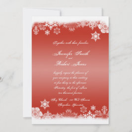 Invitación a la boda de copos de nieve rojos y bla