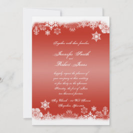 Invitación a la boda de copos de nieve rojos y bla