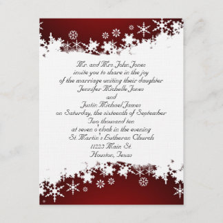 Invitación a la boda de copos de nieve rojos y bla