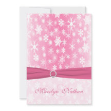 Invitación a la boda de copos de nieve rosa y blan