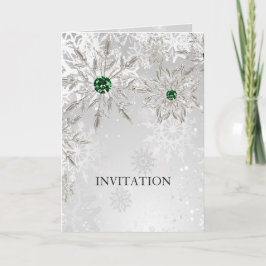 invitación a la boda de copos de nieve verde esmer