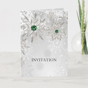 invitación a la boda de copos de nieve verde esmer