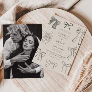 Invitación a la boda de Coquette Bows Carbón