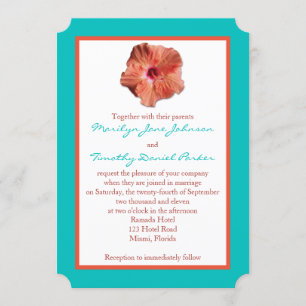 Invitación a la boda de Coral Hibiscus y Aqua II
