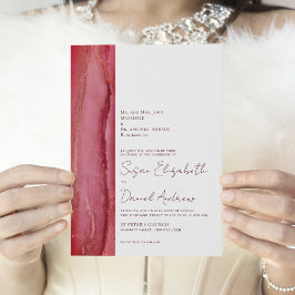 Invitación a la boda de coral magenta moderna