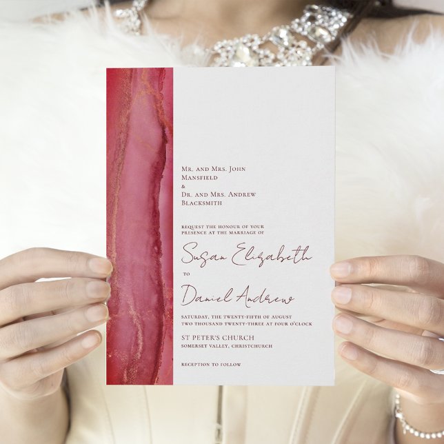Invitación a la boda de coral magenta moderna (Subido por el creador)