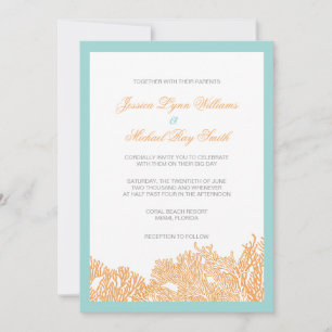 Invitación A La Boda De Coral Para El Boda De Mar