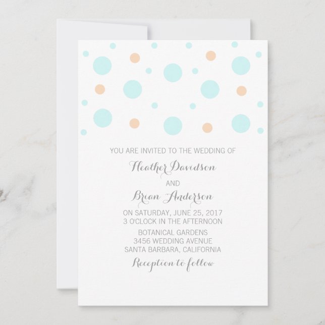 Invitación a la boda de Coral Turquoise Confetti (Anverso)