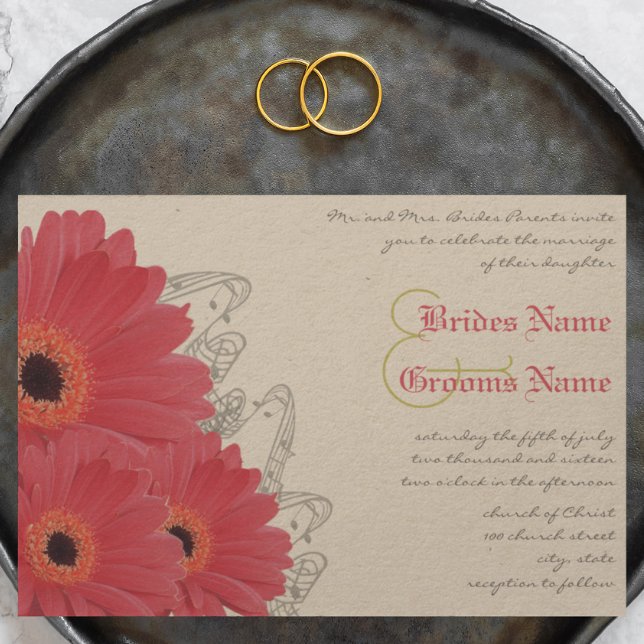 Invitación a la boda de Coral y Naranja Gerber Dai (Subido por el creador)