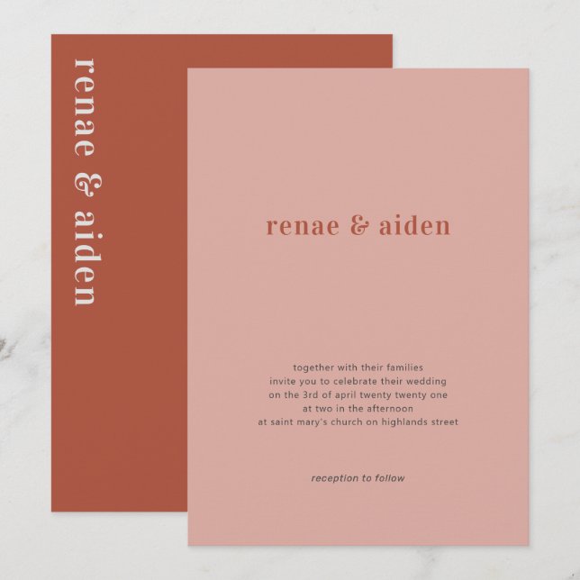 Invitación a la boda de corales, invitación a la b (Anverso / Reverso)