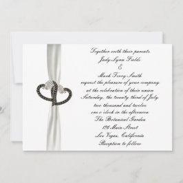Invitación a la boda de corazones de diamante blan