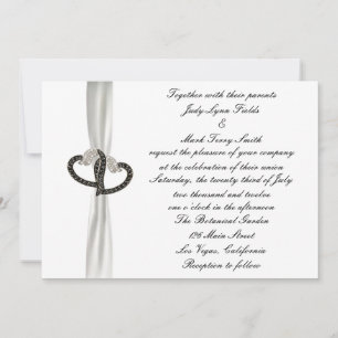 Invitación a la boda de corazones de diamante blan