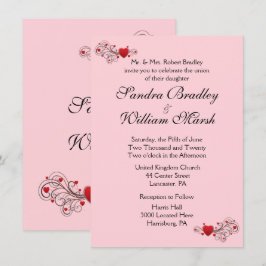 Invitación a la boda de corazones rosados