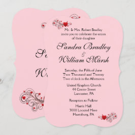 Invitación a la boda de corazones rosados