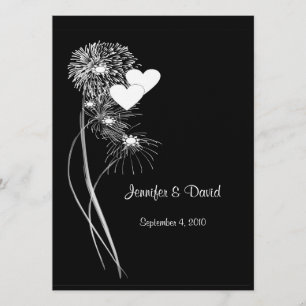Invitación a la boda de Corazones y fuegos artific