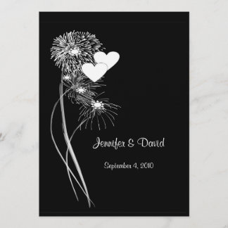 Invitación a la boda de Corazones y fuegos artific