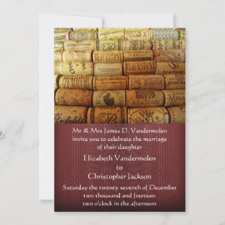 Invitación a la boda de corcho de vino