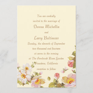 Invitación a la boda de Cornsilk para Rosas arbust