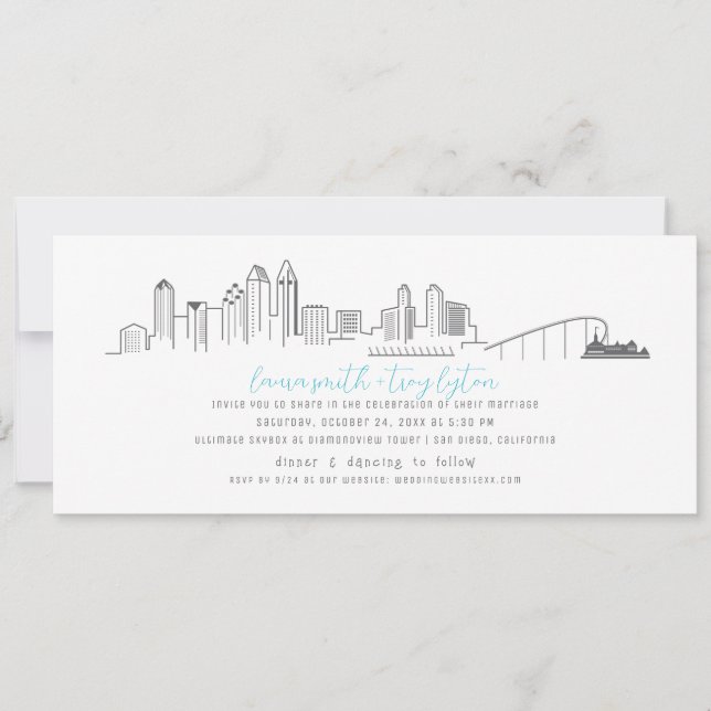 Invitación a la boda de Coronado en el Skyline de  (Anverso)
