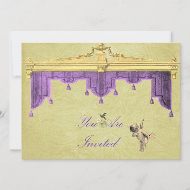 Invitación a la boda de cortinas de teatro (Anverso)
